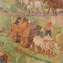 Image of detail from 1932 mural titled Early Commerce in Ohio in the South Hearing Room of Moyer Judicial Center.